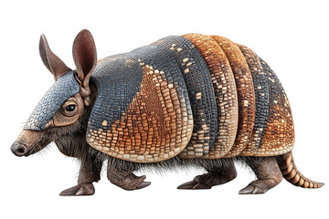 Obraz premium Extreme side view full body shot of a perfect looking armadillo isolated on a white transparent background