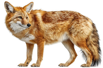 Obraz premium Extreme side view full body shot of a perfect looking maned wolf isolated on a white transparent background