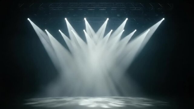 Stage Lights Shining Down on Empty Space.