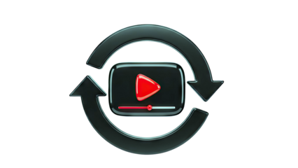 3D Video Play Button with Recycling Arrows