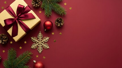 Christmas gift box with decorations