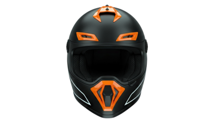 Matte Black and Orange Full-Face Motorcycle Helmet
