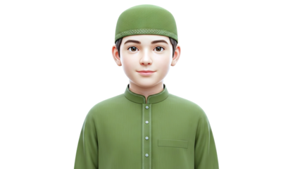 Animated Boy Wearing Traditional Islamic Clothing