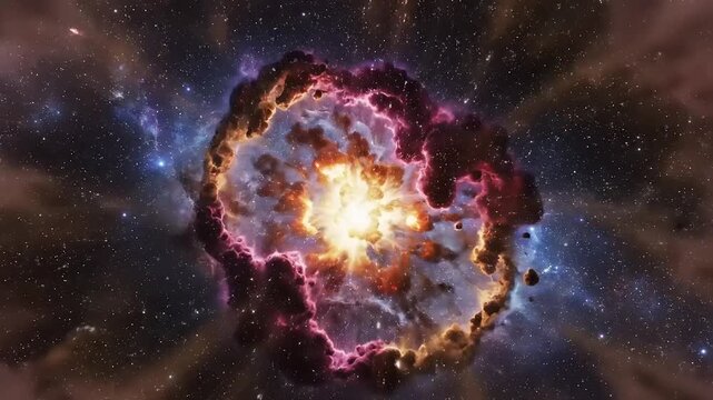 Supernova Explosion in Deep Space Universe.
