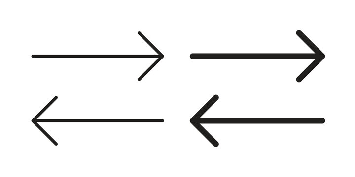 Left right direction icons for design. Easily editable stroke. Modern flat design.