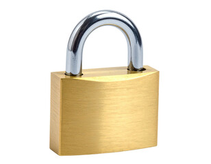 Naklejka premium Metal padlock, shiny chrome shackle
