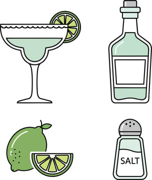 Refreshing Margarita Cocktail Illustration with Lime and Salt