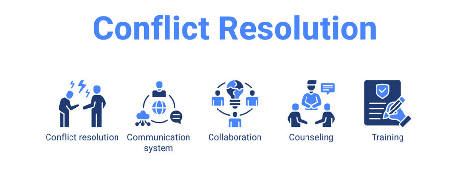 Conflict Resolution web banner icon vector illustration concept for  with icon of Conflict resolution, Communication system.