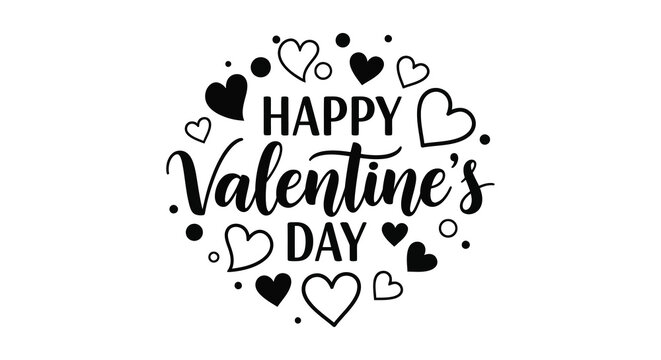 A delightful valentine s day message surrounded by charming heart shapes in a bold graphic silhouette