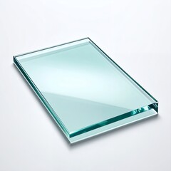 Close-up of a clear glass pane on white background.