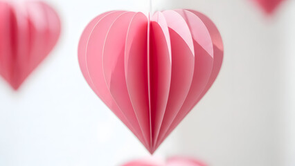 Paper Heart Pendant Folded Heart Ornament Delicate Heart in Paper Pink Paper Heart Craft Hanging Heart Origami Light as Heartfold Pink Loveliness: Paper Heart