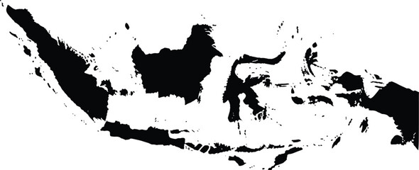 Abstract grunge map of Indonesia silhouette with rough ink texture, black and white geographic illustration for travel, cartography, education, background design, and creative mapping projects © Mst Hazera Bibi