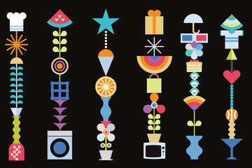 Abstract background colorful simple geometric shapes