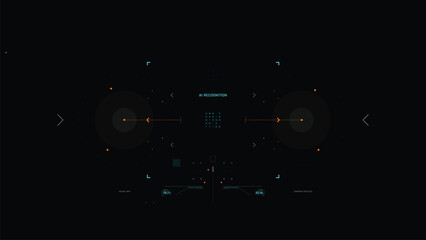 Futuristic AI Technology HUD Interface Vector Illustration video Overlay template 