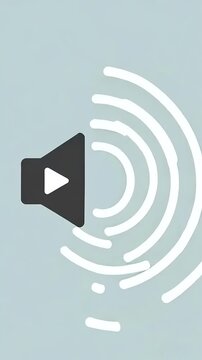 Animated Video Play Icon with Sound Waves.