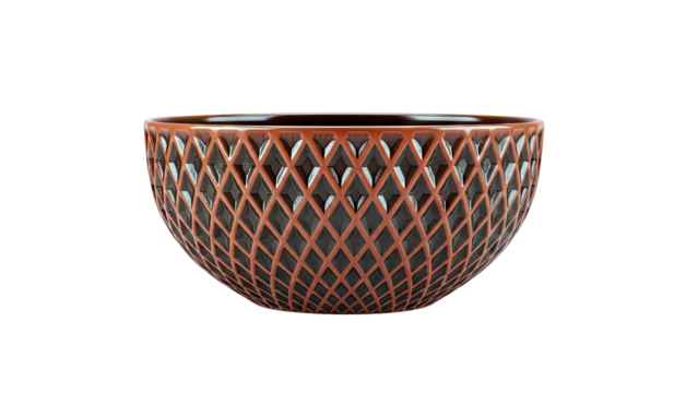 Orange Geometric Diamond Pattern Ceramic Bowl - Powered by Adobe