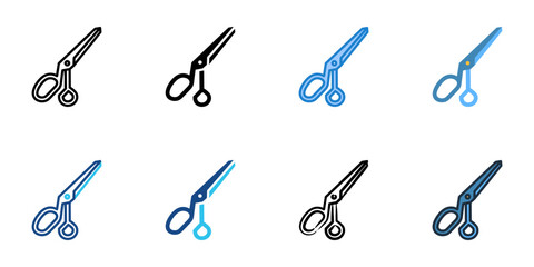 Fashion scissors icons set multiple style collection. Editable stroke 
