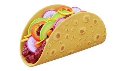 3D Rendered Taco with Fresh Ingredients