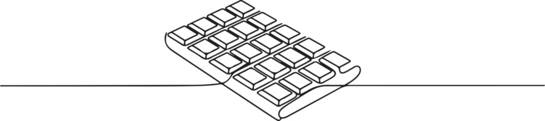 Continuous one line drawing of chocolate bar. Isolated on white background vector illustration. one line Art icon drawing vector