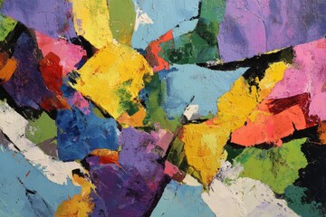 Vibrant abstract painting with bold brushstrokes and a chaotic yet harmonious color palette