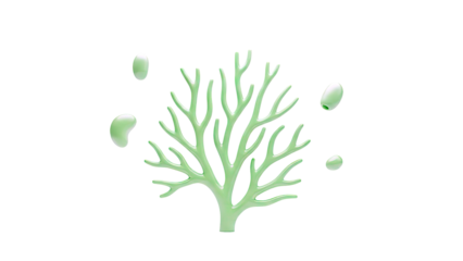 Green coral structure and abstract blobs