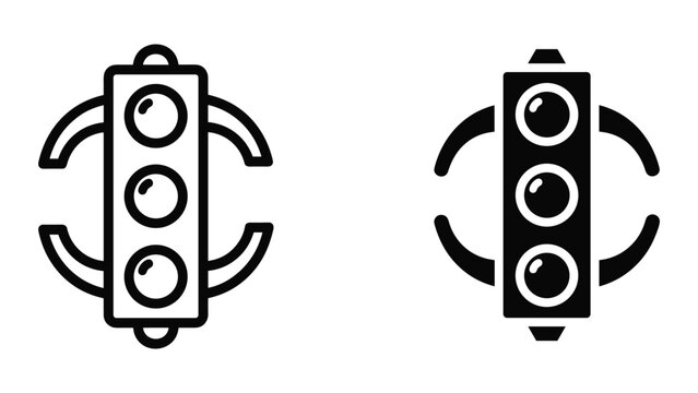 Traffic light icon set on white background