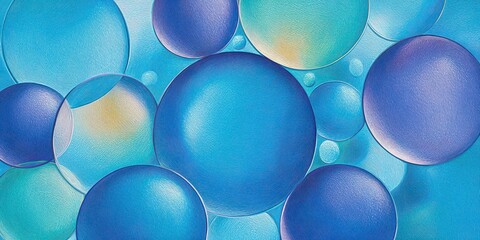 Abstract Background with Overlapping Textured Circles in Shades of Blue and Turquoise