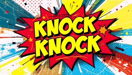 Pop Art Doorbell - Bold and vibrant knock knock text bubble illustration. Generative ai