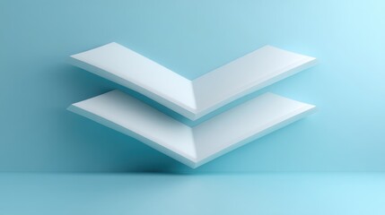 Abstract geometric design featuring two overlapping white papers on a soft blue background, perfect for modern minimalist themes in digital artwork or presentations.