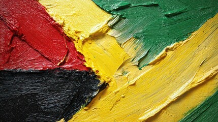 Abstract Oil Paint Texture with Vivid Color Blocks of Red Yellow Green and Black Brushstrokes