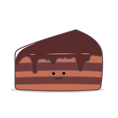 Cute Kawaii Chocolate Cake Vector Pastel Flat Style Dessert Illustration, Hand Drawn Sweet Cake Icon for Bakery, Kids Sticker, Birthday Party, and Cute Food Design