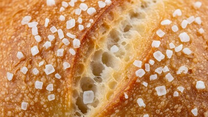 Close-up of a Crusty Salted Bread Roll