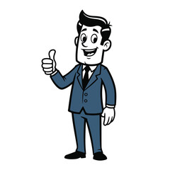 Obraz premium Businessman in blue suit giving thumbs up gesture smiling