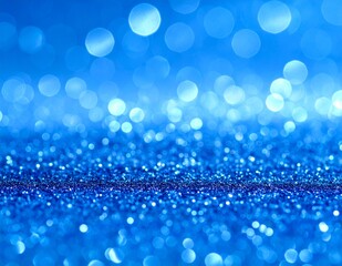 Sparkling blue glitter background with bokeh lights for festive designs.