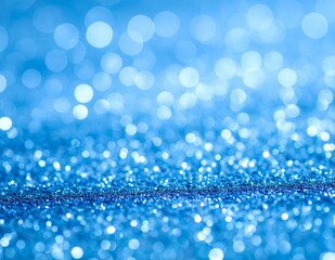 Sparkling Blue Glitter Background with Bokeh Lights for Festive Occasions.