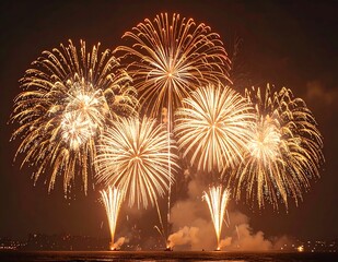 Spectacular Fireworks Display Illuminating the Night Sky.