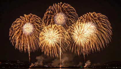 Spectacular fireworks display illuminating the night sky with vibrant colors.