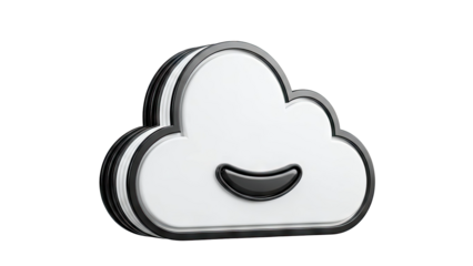 3D Rendered Cloud Icon with Happy Face