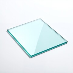 Square Glass Pane on White Background with Soft Shadows.