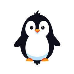 Obraz premium A cartoon penguin illustration stands on a white background looking cute