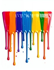 Vibrant Rainbow Paint Dripping Downward in a Colorful Display.