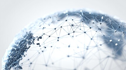 Data network connections forming abstract digital globe on white background