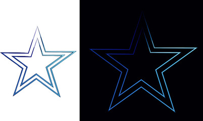 Obraz premium Neon Outline Star Design on Dual Backgrounds