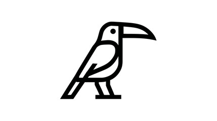 Minimalist stylized bird logo design, featuring a large beak, outlined in bold black on white background