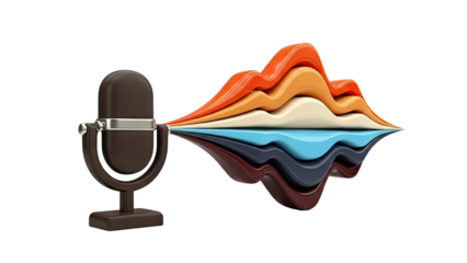 Microphone emitting colorful sound waves