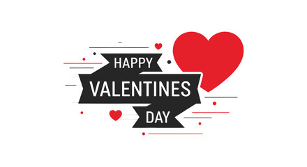 A vibrant valentine s day graphic with hearts text and decorative lines a striking silhouette © MIRAJ02