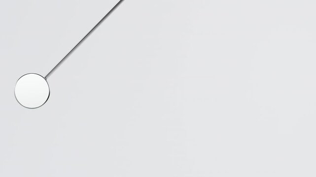 Single Silver Coin Pendulum Swinging on White Background - Hypnotic Loop