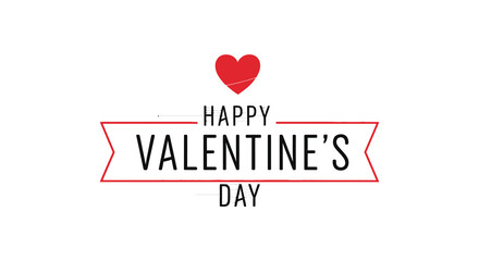 valentine s day message with red heart and banner silhouette high quality professional detailed modern elegant
