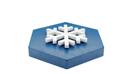 3D Snowflake Icon on Blue Hexagon