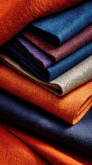 Shimmering Multicolored Glitter Fabrics Folded in Overlapping Layers with Intense Saturation and Sparkly Texture under Direct Lighting Creates Dramatic Visual Impact